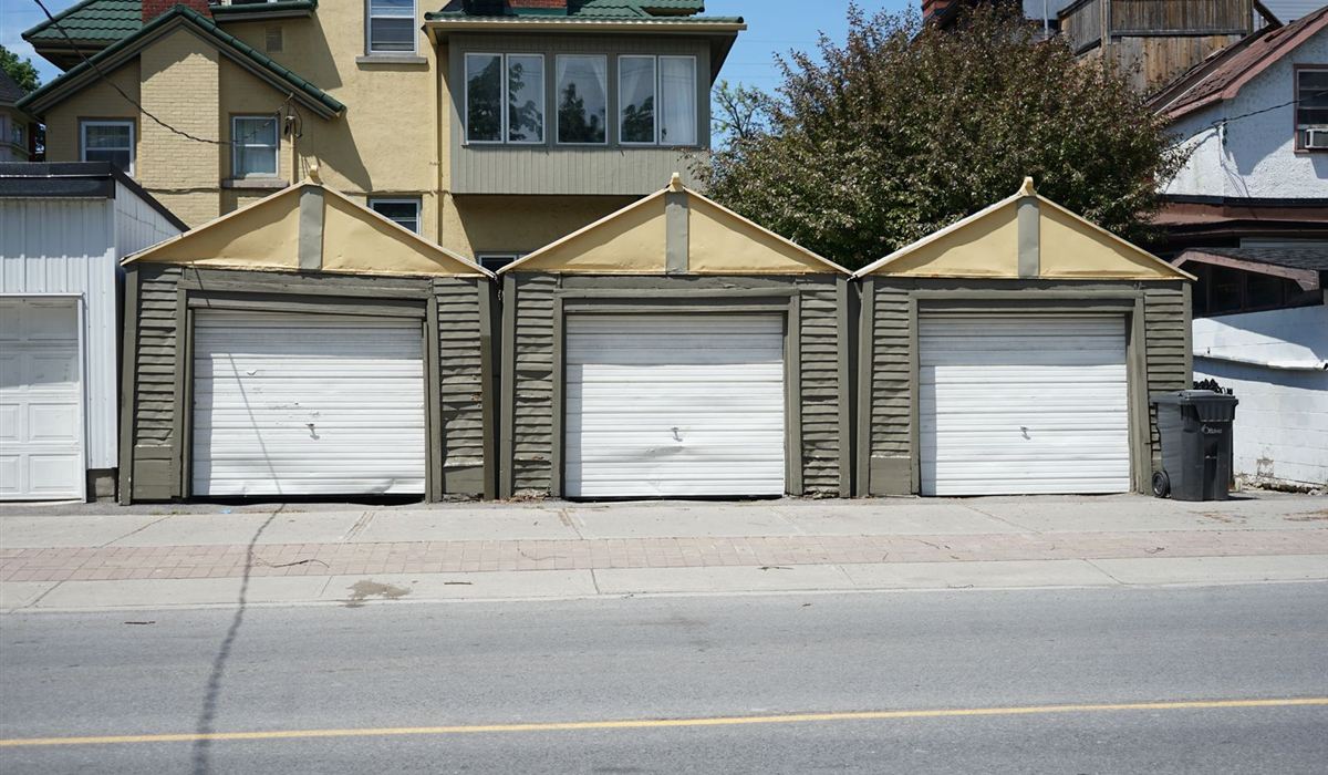 Row of residential garages on a neighbourhood street